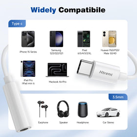 USB-C to 3.5mm adapter with built-in DAC for clearer sound