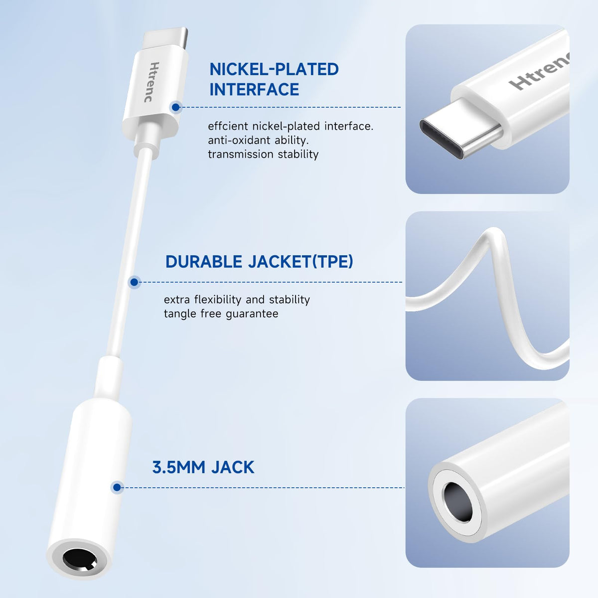 Durable aluminum USB-C to 3.5mm adapter for long-lasting use