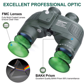 USCAMEL 10x50 binoculars FMC prism coatings boost brightness and color.