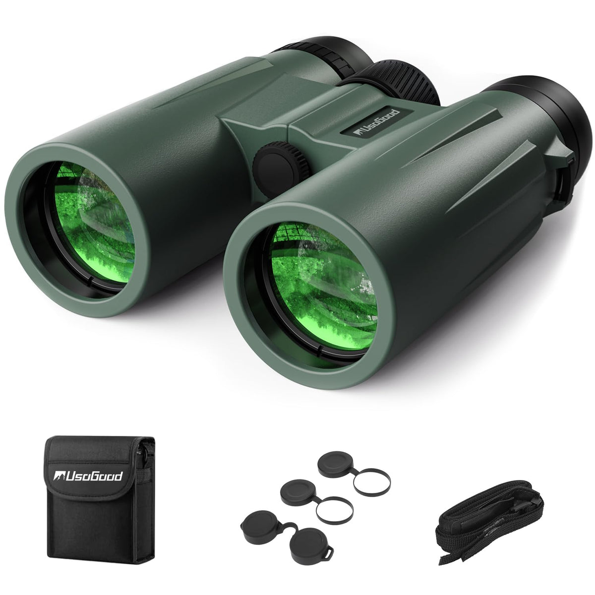 Usogood binoculars 12x42 front view shows sleek design and durable optics for outdoors.