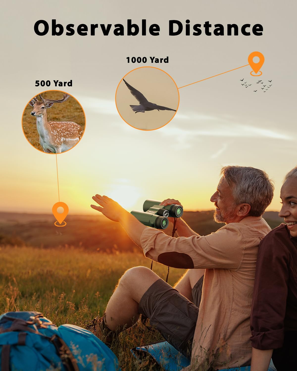 Usogood binoculars 12x42 lightweight travel design ideal for cruises and hikes.