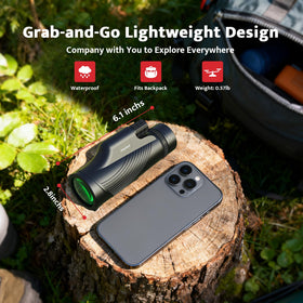 Usogood monocular compact size fits pockets for travel and daily use.