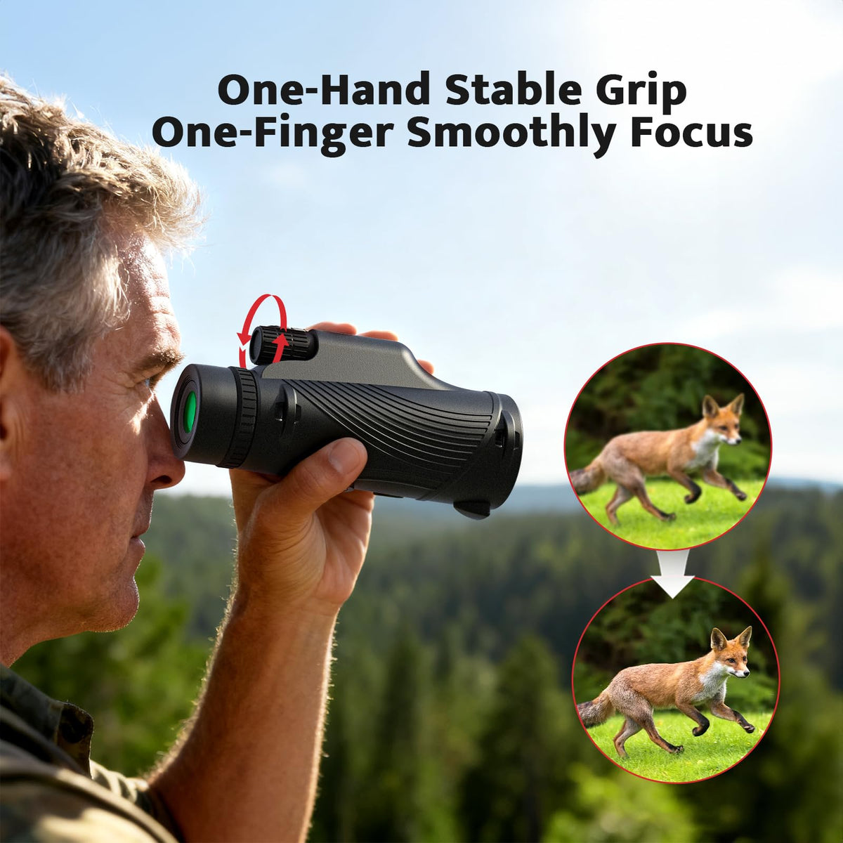 Usogood monocular dual-focus rings deliver sharp viewing quickly.