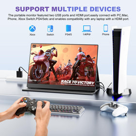 Usparkle 18.5-inch portable monitor in travel setup for work.