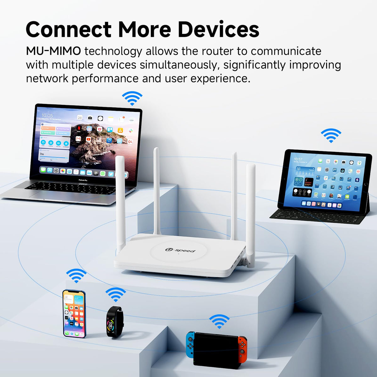 U-SPEED AC1200 router with three gigabit ports and one WAN port