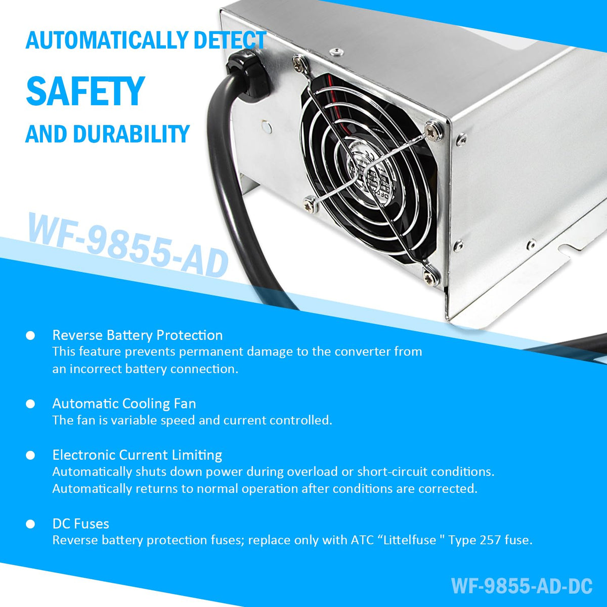 USSKYBOY WF-9855 DC power output keeps RV appliances energized.