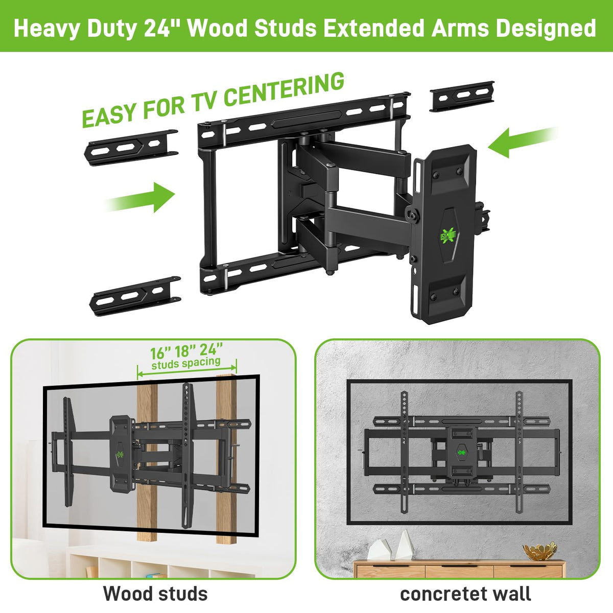 USX MOUNT articulating arms detail with smooth movement and strength