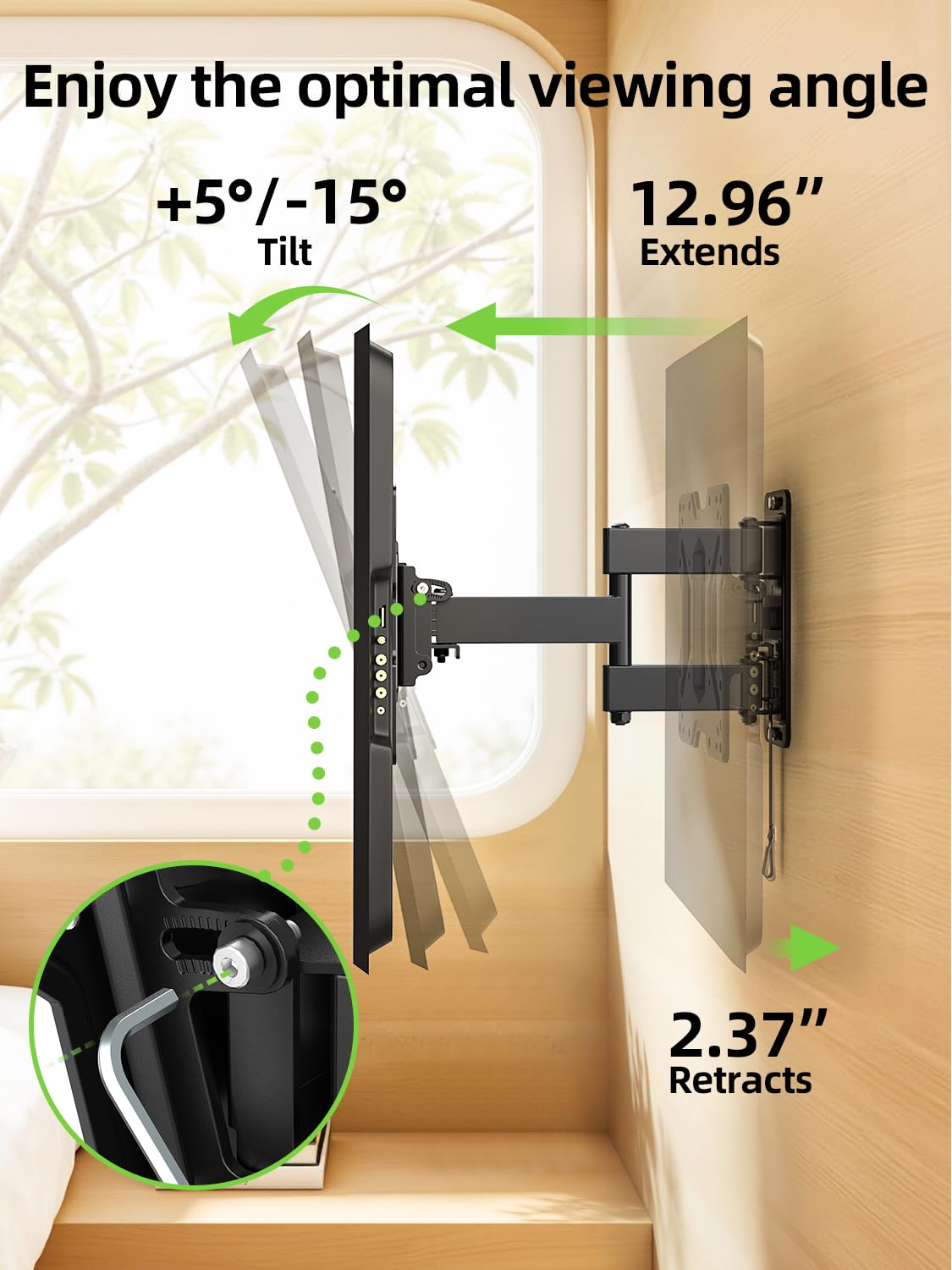 USX MOUNT extended arm profile highlighting full motion reach for versatile viewing