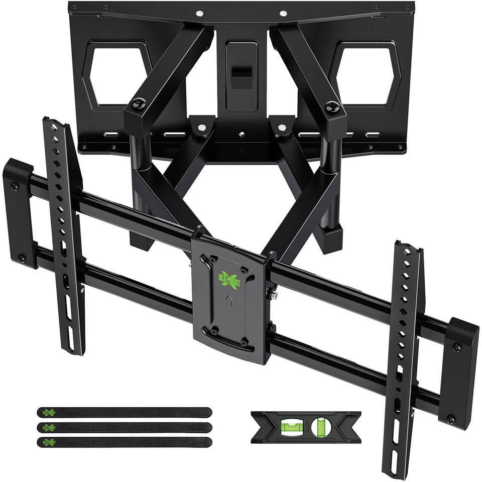 USX MOUNT front view showing secure mounted TV and neat cable routing