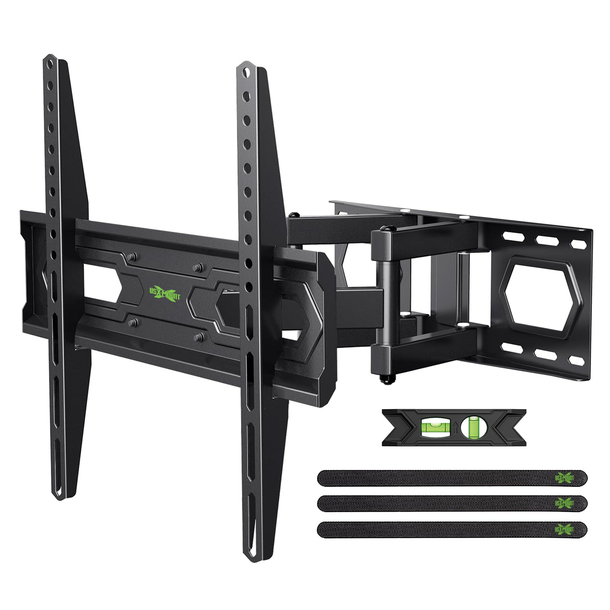 USX MOUNT front view with mounted TV showing secure wall mount and clean look