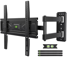 USX MOUNT front view with TV mounted showing slim profile and space saving