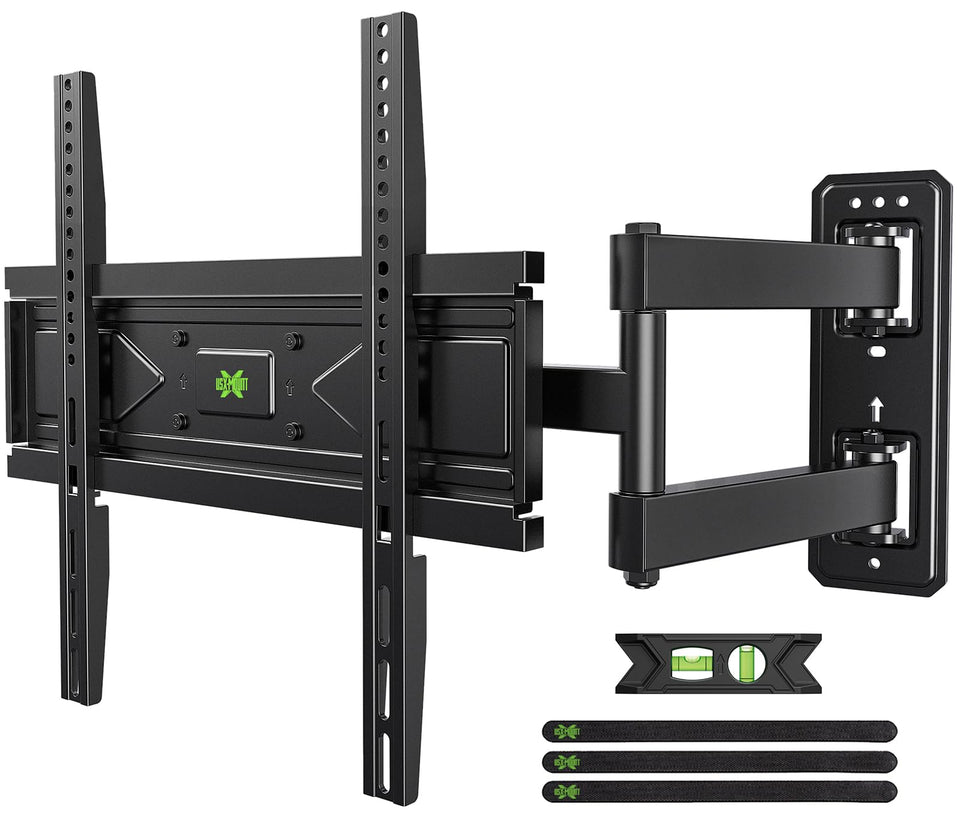 USX MOUNT front view with TV mounted showing slim profile and space saving