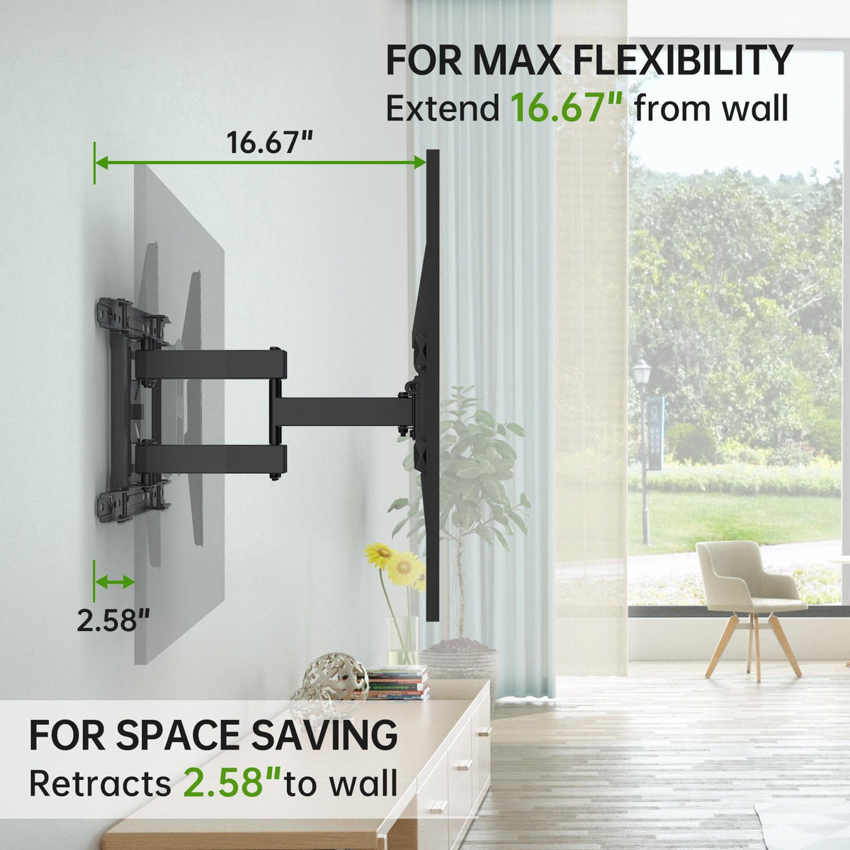 USX MOUNT heavy-duty steel construction ensures sturdy support up to 110 lbs.