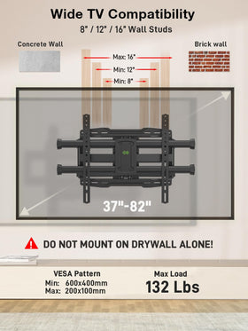 USX MOUNT installed on concrete showing secure anchoring for heavy TVs