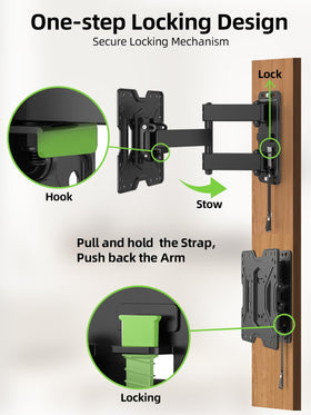 USX MOUNT pull-cord lock detail demonstrating secure travel lock benefit