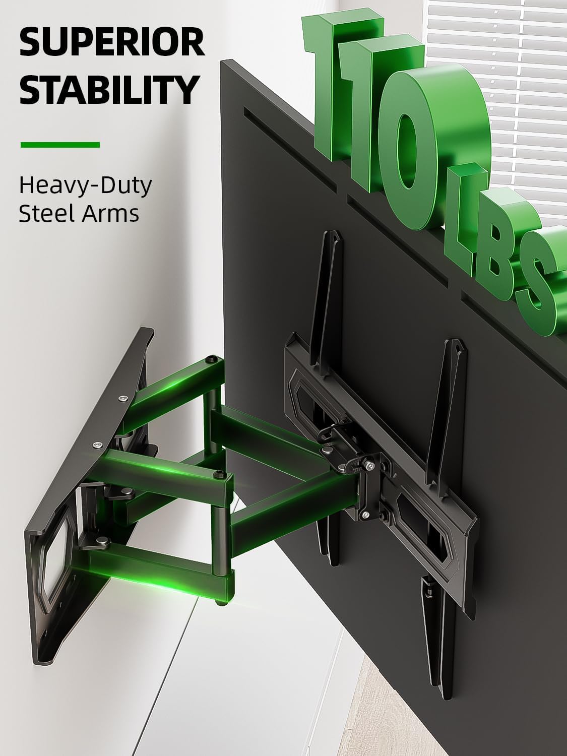 USX MOUNT scale comparison beside a 65-inch TV showing correct size fit and capacity
