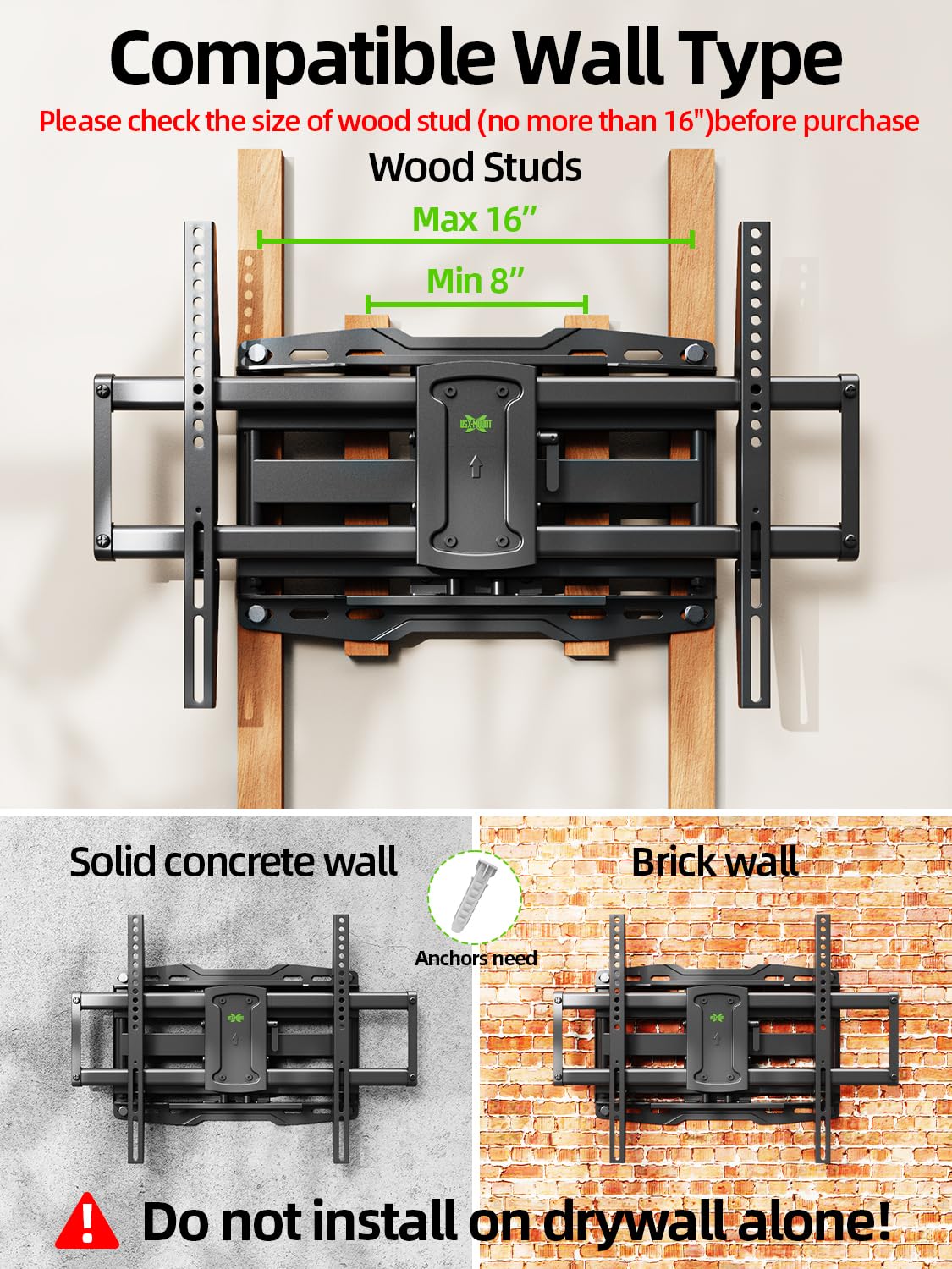 USX MOUNT side profile extended to full reach, flexible viewing positions