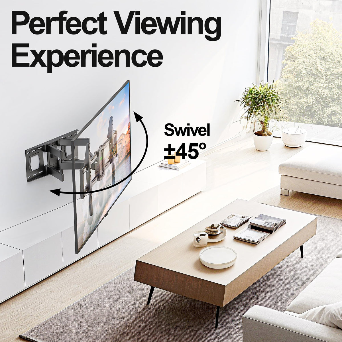 USX MOUNT side profile retracted to 2.76 inches for slim wall appearance
