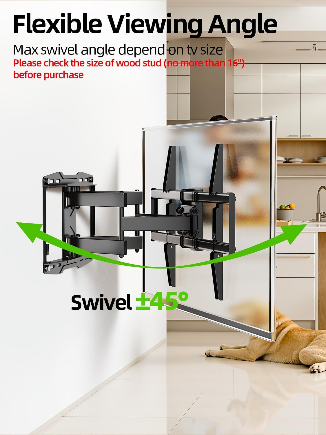 USX MOUNT mounted TV in living room, space-saving and neat appearance