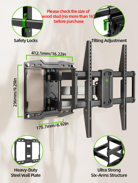 USX MOUNT tilt mechanism detail showing angle adjustments, anti-glare benefit