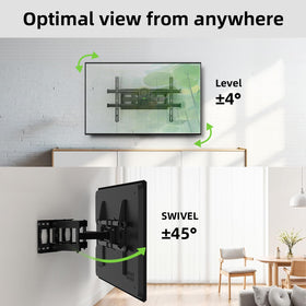 USX MOUNT mounted TV in living room highlighting improved angles and tidy cables
