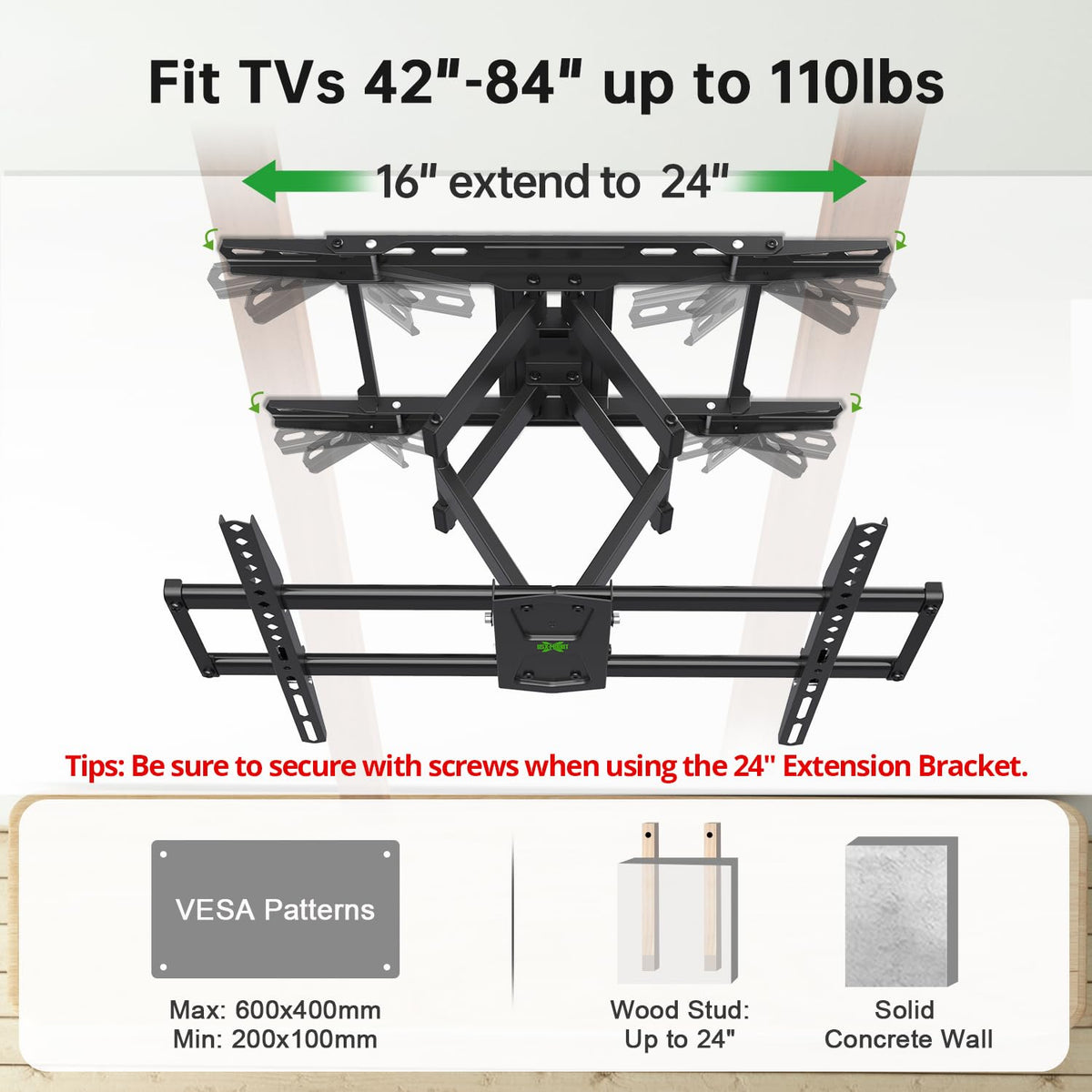 USX MOUNT universal fit for 42 to 84 inch TVs