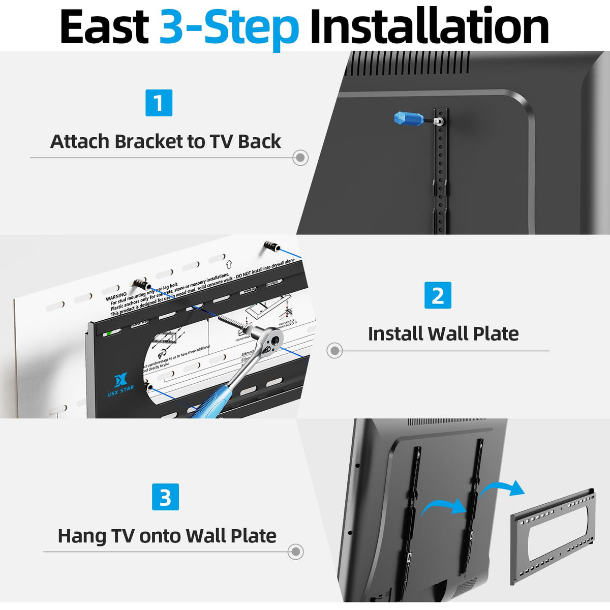 USX STAR mounted curved TV example showing compatibility and stability