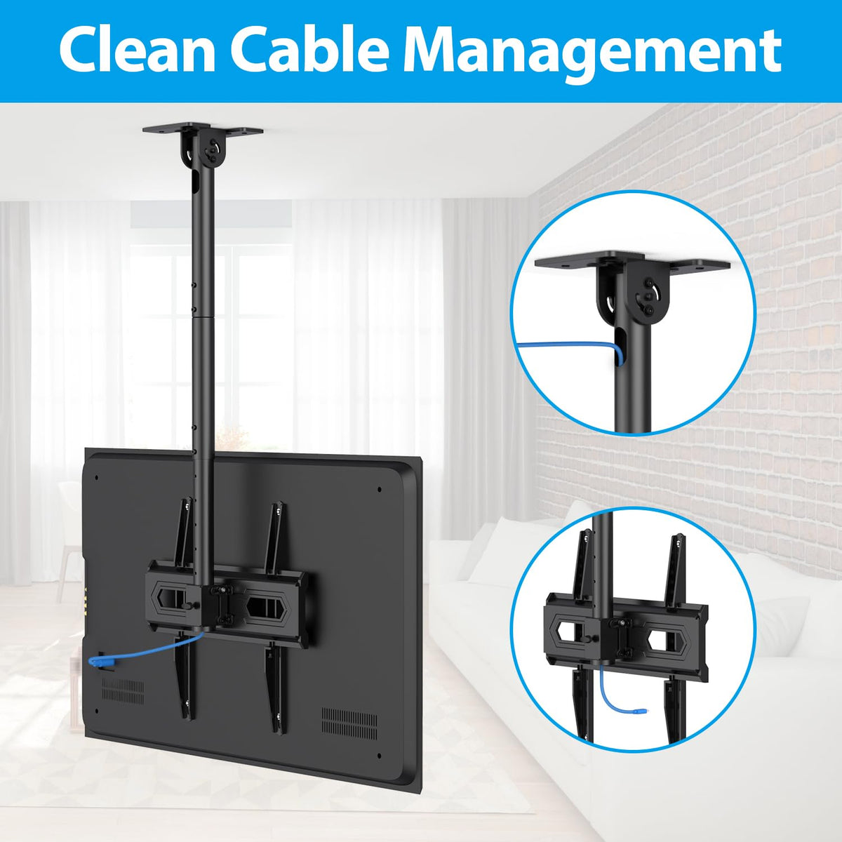 USX STAR internal cable management inside pole for tidy appearance