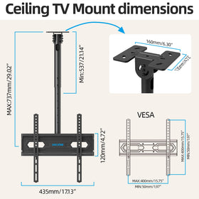 USX STAR mount base on sloped ceiling showing 90° swivel at base for angled ceiling installations