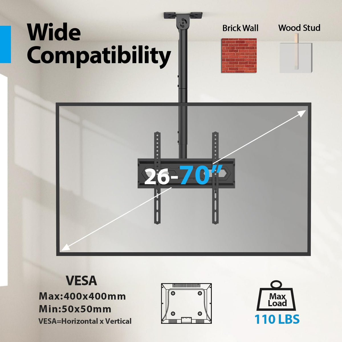 USX STAR mounted TV in living room demonstrating flexible placement