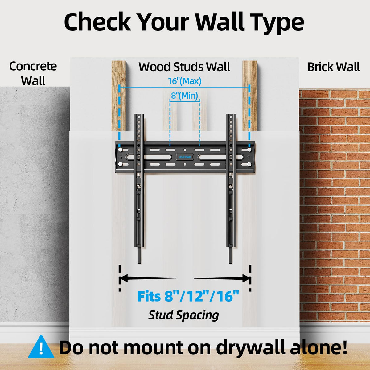 USX STAR space-saving wall mount with 16-inch stud support