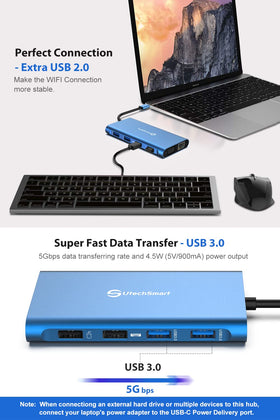 UtechSmart hub with USB 3.0 and USB 2.0 ports for peripherals.
