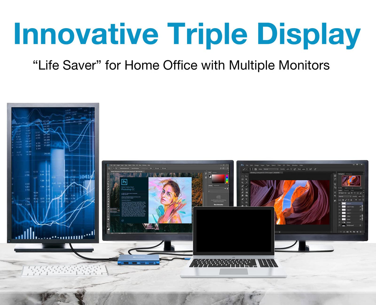 UtechSmart USB-C PD3.0 hub with 2 HDMI ports supporting 4K displays.