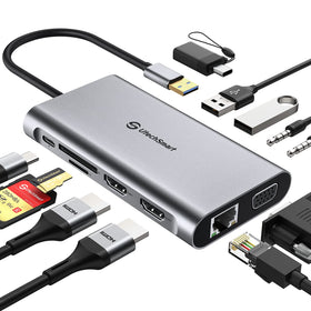 UtechSmart USB docking station triple-display setup for expanded workspace