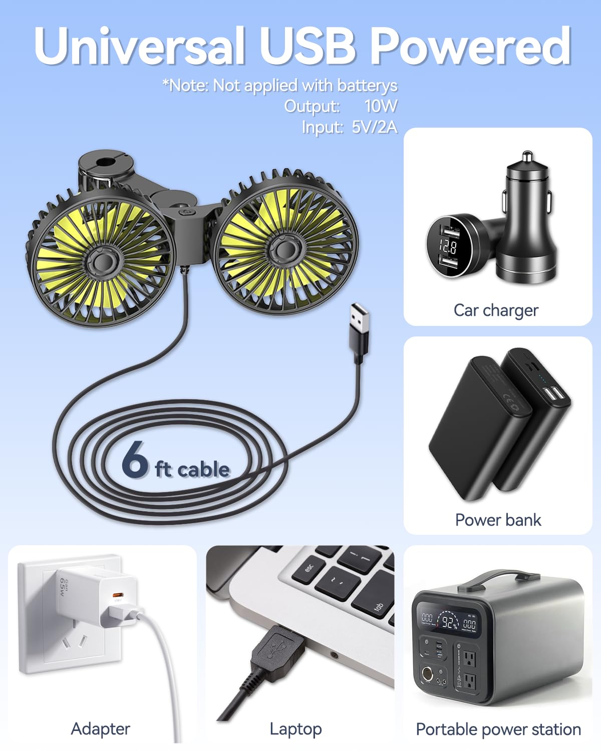 utos backseat fan includes a long 70-inch USB cord for flexibility.