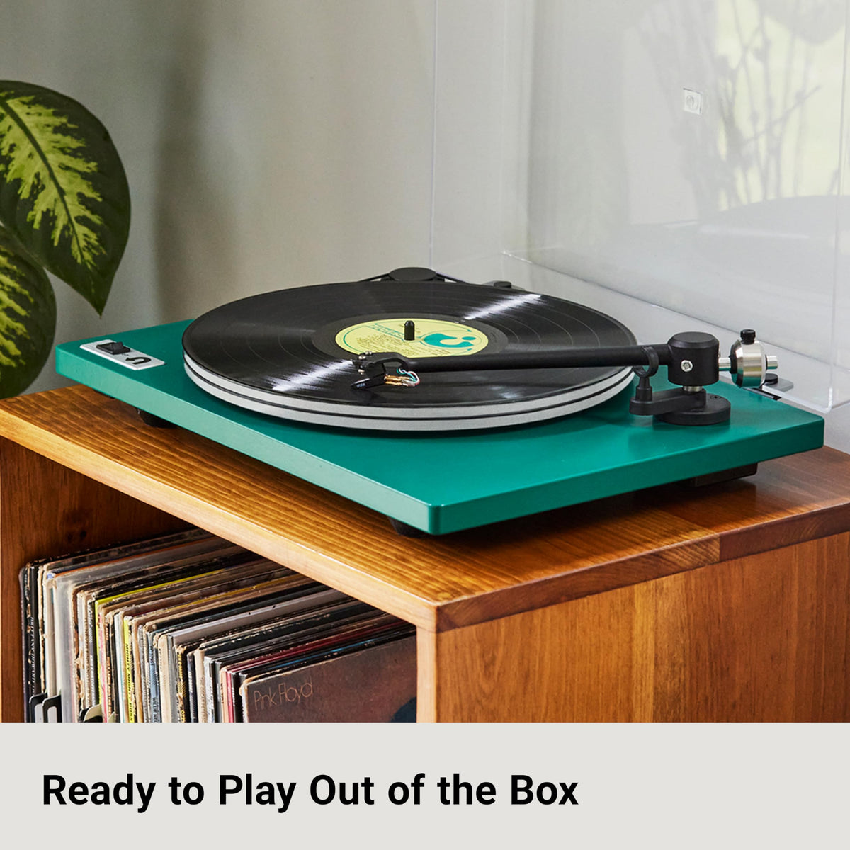 U-Turn Audio Orbit Plus Gen 2 in a living room setup with walnut finish