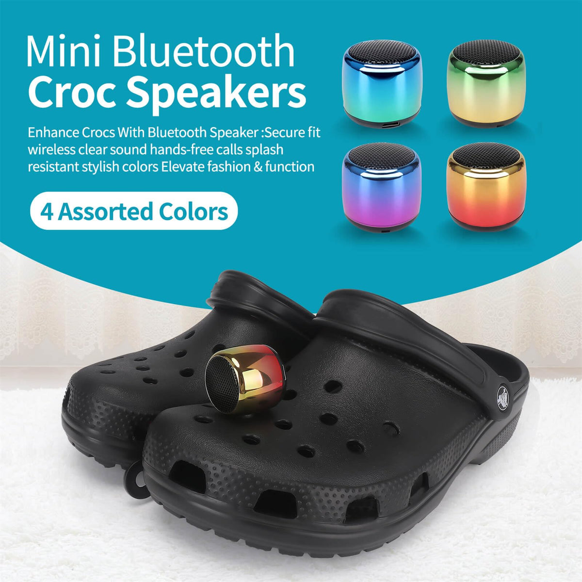 UUEENN coin-sized speaker highlights portable design for shoes.