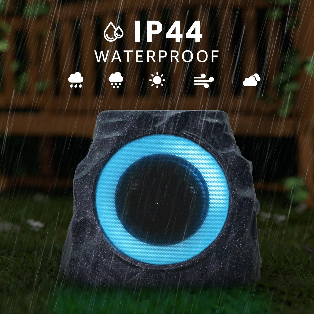 Uuffoo rock speaker 2-pack ambient lighting for evenings.