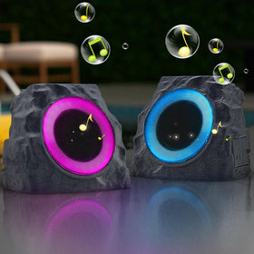 Uuffoo rock speaker 2-pack packaging includes all accessories.