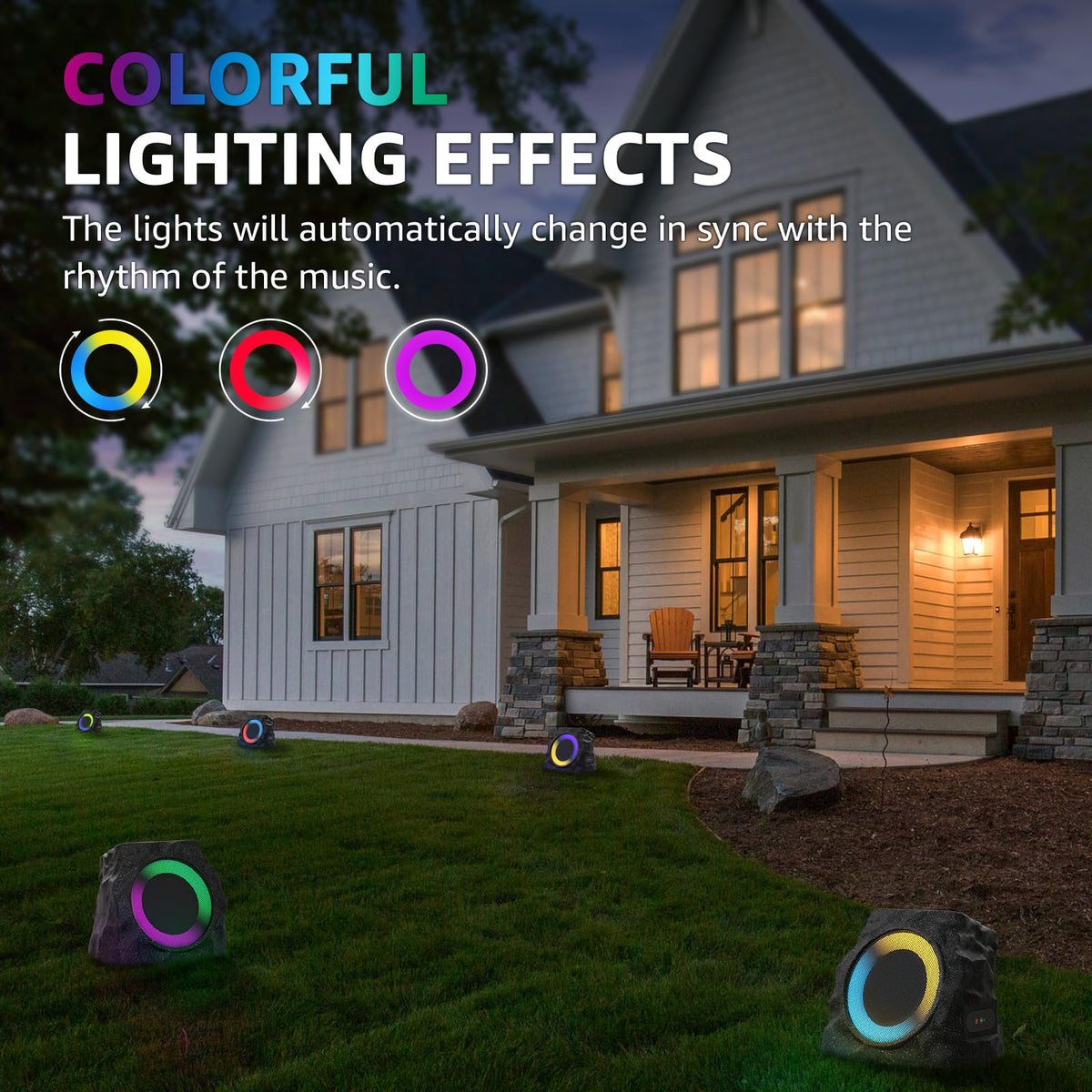 uuffoo rock speaker night garden ambience with soft glow