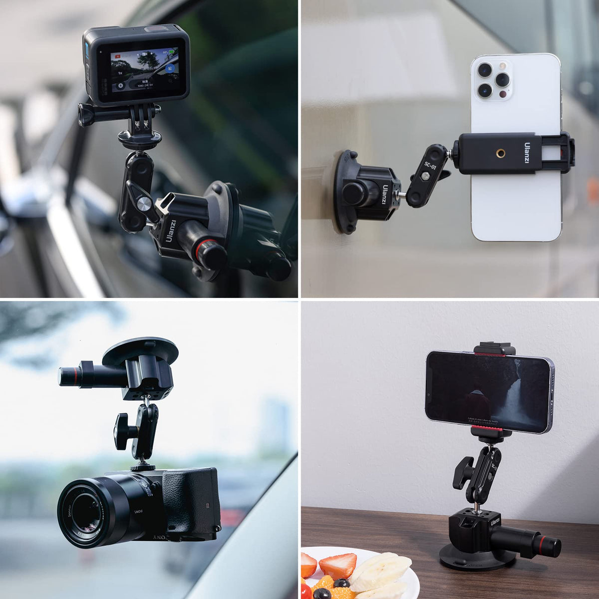 UURig SC-01 360° ball head enables versatile multi-angle adjustments.
