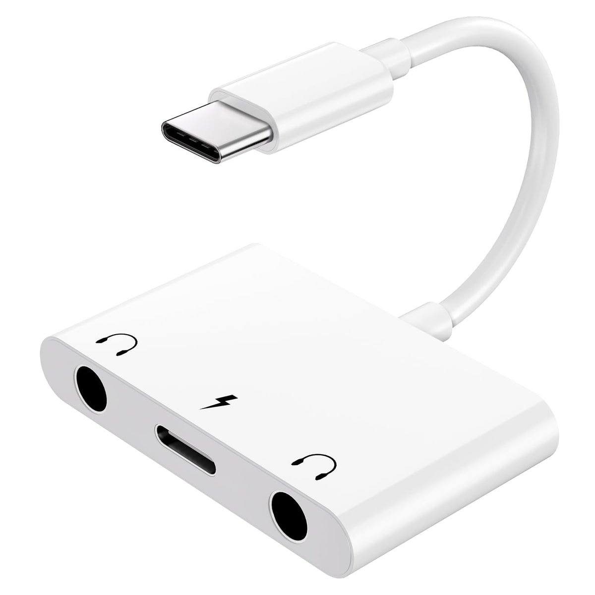 UWECAN USB-C to 3.5mm adapter front view for portable listening while charging