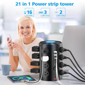 UWIWUTEI side closeup of 16 AC outlets preventing adapter crowding benefit