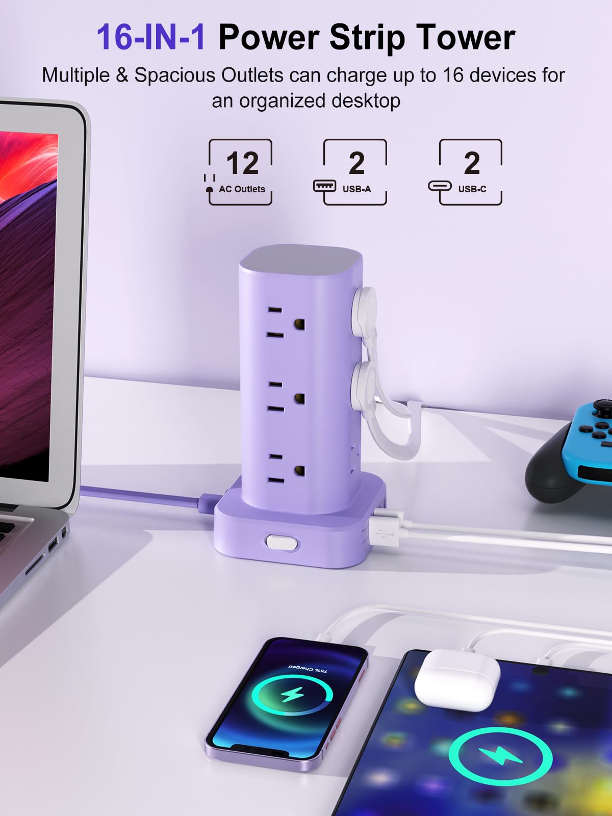 UWIWUTEI ultra-thin flat plug closeup fits flush to wall and saves space
