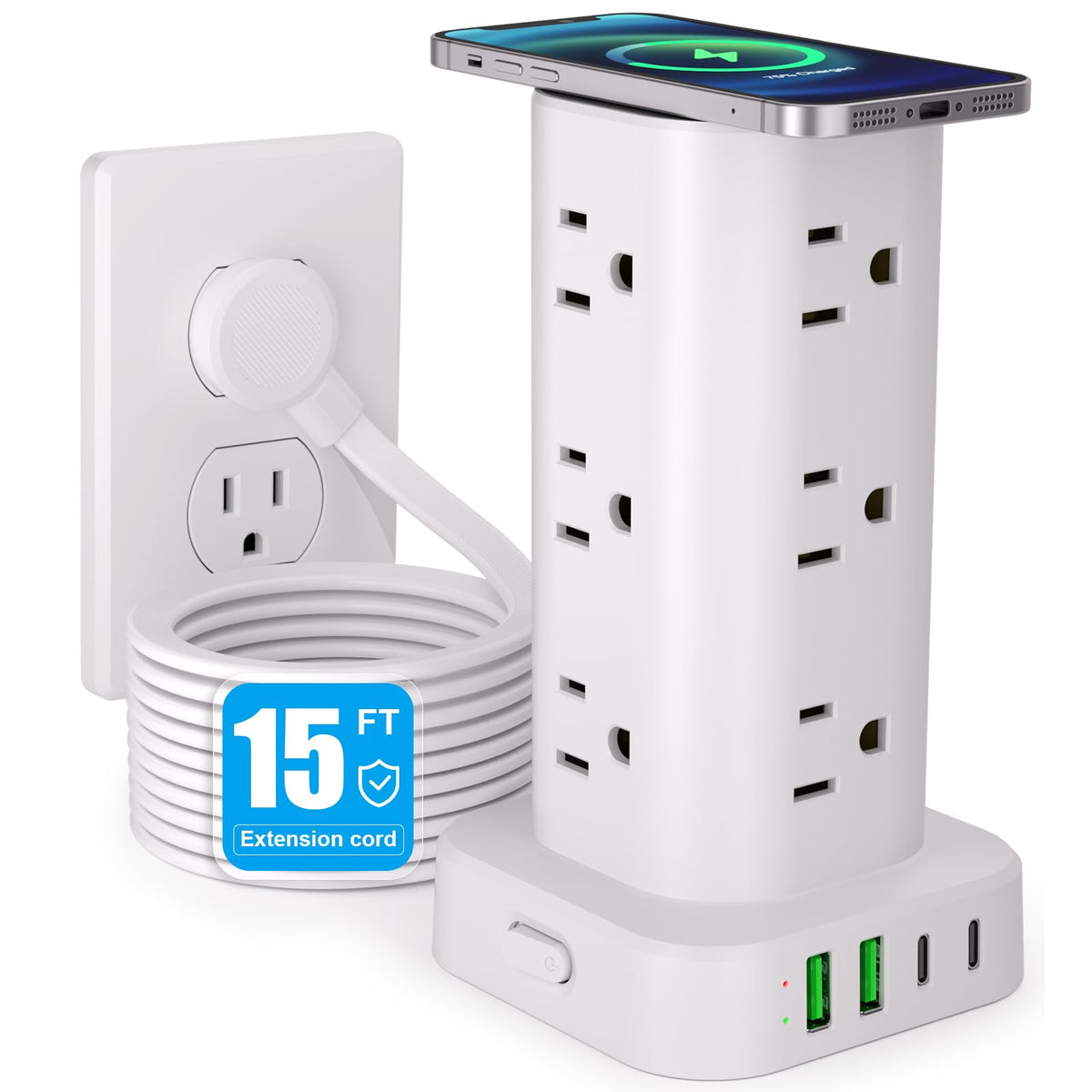 UWIWUTEI front view showing full tower and neat charging benefits
