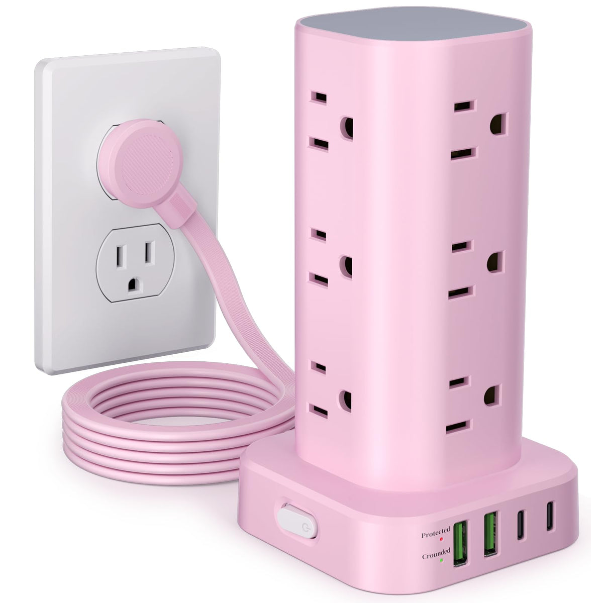 UWIWUTEI front view power tower shows compact multioutlet organization
