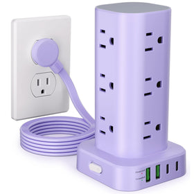 UWIWUTEI front view purple tower showing multiple outlets and compact design benefits