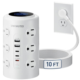 UWIWUTEI front view tower showing all outlets and ports for organized charging