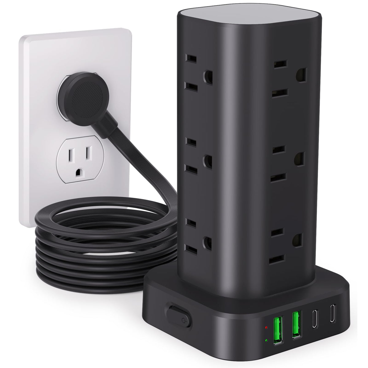 UWIWUTEI front view tower showing multiple outlets and neat charging