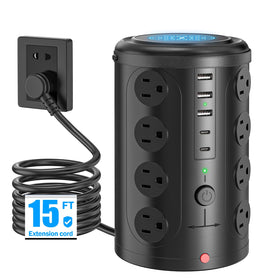 UWIWUTEI front view showing all outlets and compact tower design benefit organized charging